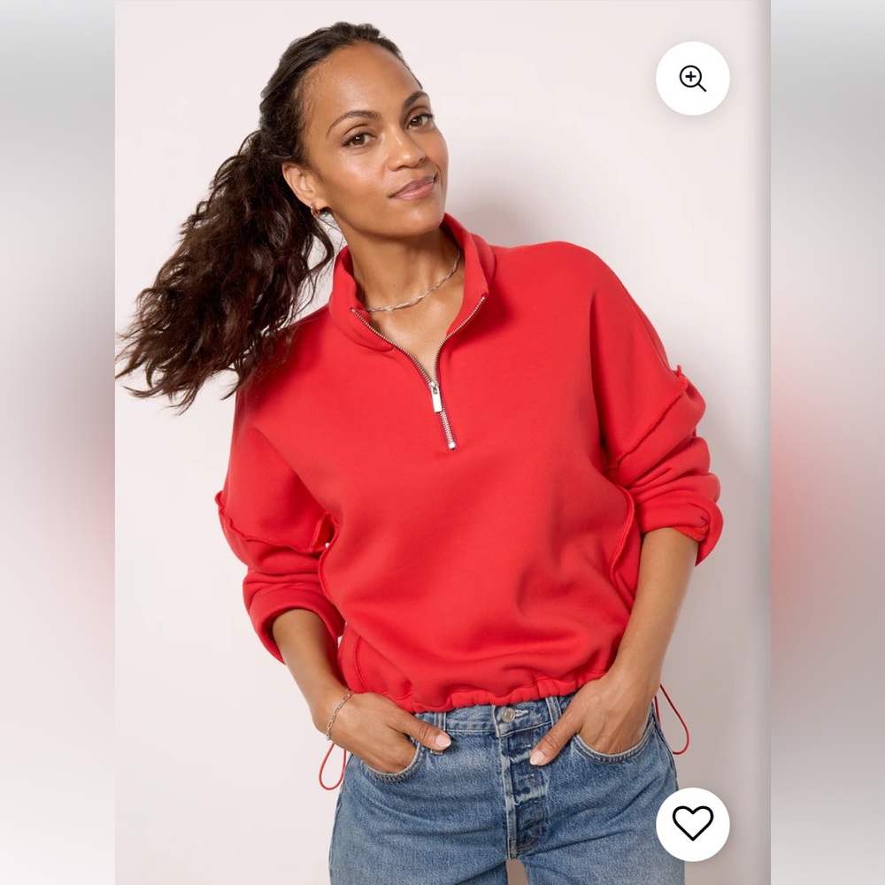 Evereve Red Half-Zip Sweatshirt